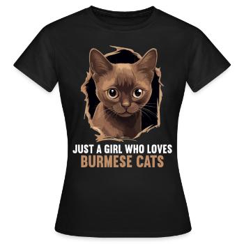 Chat birman Birmanie Katze - T-shirt Femme - noir - Devant - AI Model Female 172 dark (172cm)