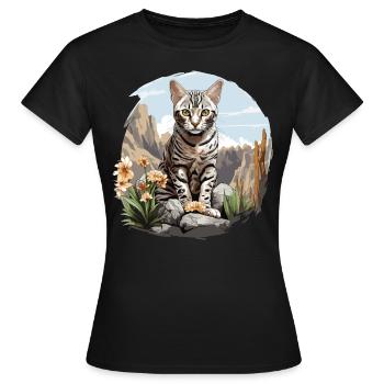 Egyptian Mau Kätzchen Katze Ägyptische Mau - Frauen T-Shirt - Schwarz - Vorne - AI Model Female 172 dark (172cm)