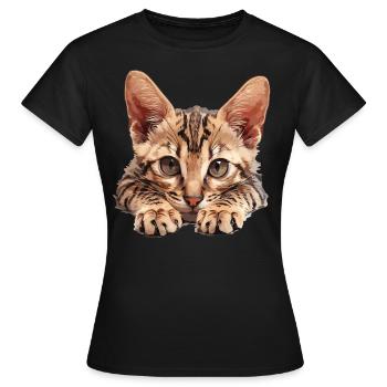 Egyptian Mau Kätzchen Katze Ägyptische Mau - Frauen T-Shirt - Schwarz - Vorne - AI Model Female 172 dark (172cm)