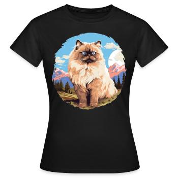 Chat de l’Himalaya Colourpoint Katze - T-shirt Femme - noir - Devant - AI Model Female 172 dark (172cm)