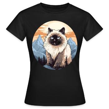 Chat de l’Himalaya Colourpoint Katze - T-shirt Femme - noir - Devant - AI Model Female 172 dark (172cm)