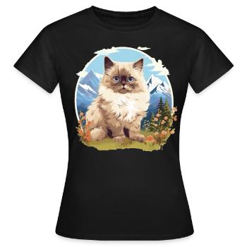 Chat de l’Himalaya Colourpoint Katze - T-shirt Femme - noir - Devant - AI Model Female 172 dark (172cm)