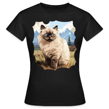 Chat de l’Himalaya Colourpoint Katze - T-shirt Femme - noir - Devant - AI Model Female 172 dark (172cm)