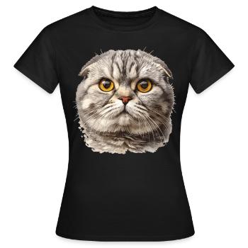 Scottish Fold Kitten Scottish Fold Cat - Women's T-Shirt - black - Front - AI Model Female 172 dark (172cm)