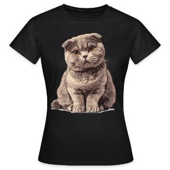 Scottish Fold Kitten Scottish Fold Cat - Women's T-Shirt - black - Front - AI Model Female 172 dark (172cm)