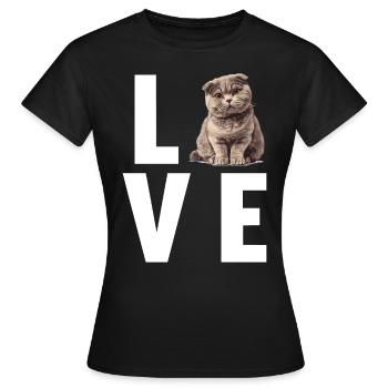 Scottish Fold Kitten Scottish Fold Cat - Women's T-Shirt - black - Front - AI Model Female 172 dark (172cm)