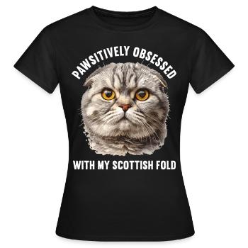 Scottish Fold Kitten Scottish Fold Cat - Women's T-Shirt - black - Front - AI Model Female 172 dark (172cm)
