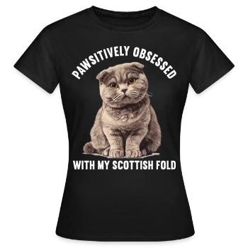 Scottish Fold Kitten Scottish Fold Cat - Women's T-Shirt - black - Front - AI Model Female 172 dark (172cm)