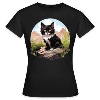 Tuxedo Kitten Tuxedo Cat - Women's T-Shirt - black - Front - AI Model Female 172 dark (172cm)