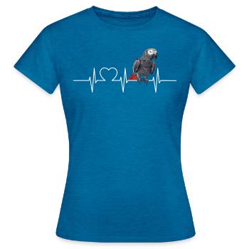 Graupapageien Graupapagei - Frauen T-Shirt - Antikblaues Saphir meliert - Vorne - AI Model Female 172 dark (172cm)