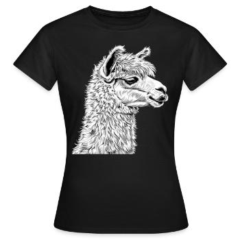 Alpaga Alpagas Alpaga - T-shirt Femme - noir - Devant - AI Model Female 172 dark (172cm)