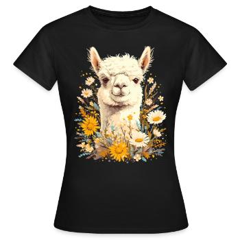 Alpaga Alpagas Alpaga - T-shirt Femme - noir - Devant - AI Model Female 172 dark (172cm)