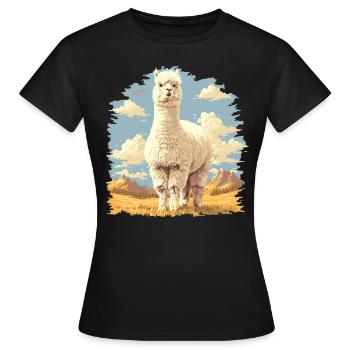 Alpaga Alpagas Alpaga - T-shirt Femme - noir - Devant - AI Model Female 172 dark (172cm)