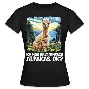 Alpaga Alpagas Alpaga - T-shirt Femme - noir - Devant - AI Model Female 172 dark (172cm)