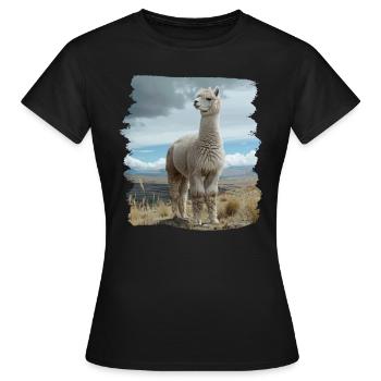Alpaga Alpagas Alpaga - T-shirt Femme - noir - Devant - AI Model Female 172 dark (172cm)