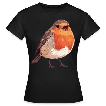 Robin Rotkehlchen - T-shirt Femme - noir - Devant - AI Model Female 172 dark (172cm)