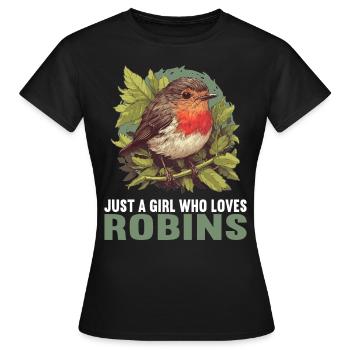 Robin Rotkehlchen - Frauen T-Shirt - Schwarz - Vorne - AI Model Female 172 dark (172cm)