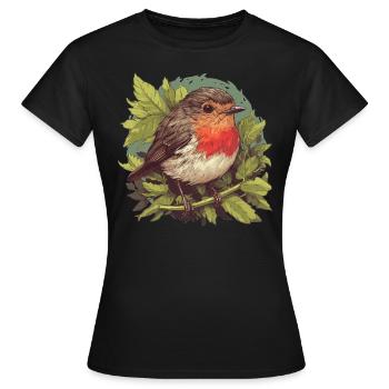 Robin Rotkehlchen - T-shirt Femme - noir - Devant - AI Model Female 172 dark (172cm)