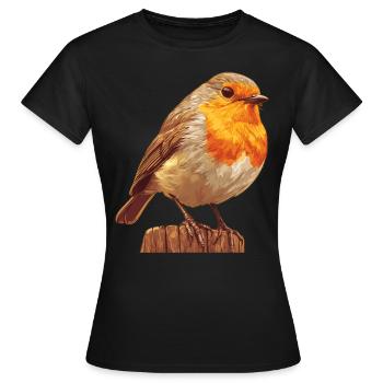 Robin Rotkehlchen - T-shirt Femme - noir - Devant - AI Model Female 172 dark (172cm)