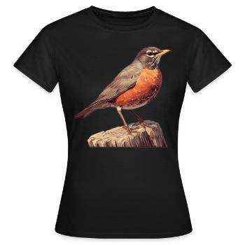 Robin Rotkehlchen - T-shirt Femme - noir - Devant - AI Model Female 172 dark (172cm)