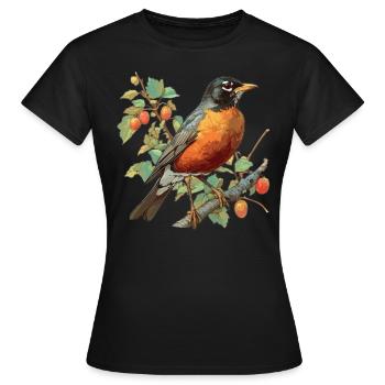 Robin Rotkehlchen - T-shirt Femme - noir - Devant - AI Model Female 172 dark (172cm)