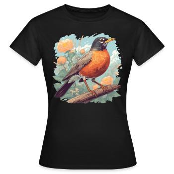 Robin Rotkehlchen - T-shirt Femme - noir - Devant - AI Model Female 172 dark (172cm)