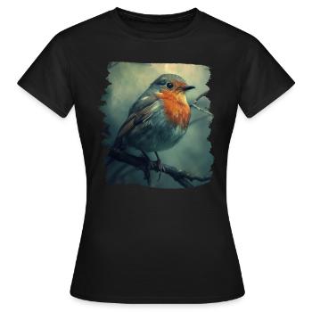 Robin Rotkehlchen - T-shirt Femme - noir - Devant - AI Model Female 172 dark (172cm)