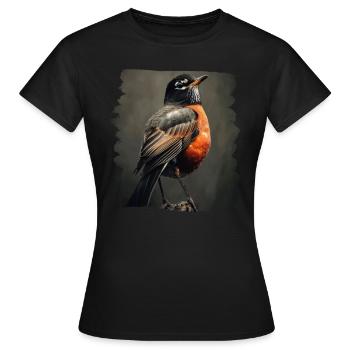 Robin Rotkehlchen - T-shirt Femme - noir - Devant - AI Model Female 172 dark (172cm)