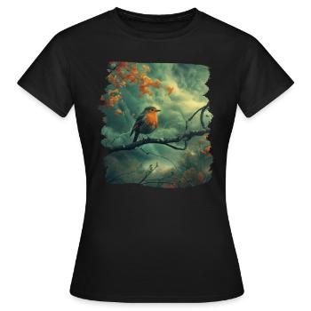 Robin Rotkehlchen - T-shirt Femme - noir - Devant - AI Model Female 172 dark (172cm)