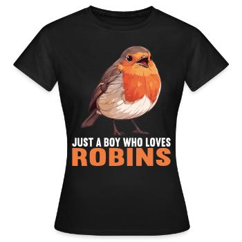 Robin Rotkehlchen - Women's T-Shirt - black - Front - AI Model Female 172 dark (172cm)