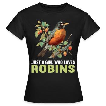 Robin Rotkehlchen - Frauen T-Shirt - Schwarz - Vorne - AI Model Female 172 dark (172cm)