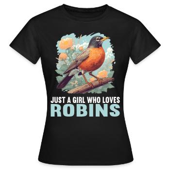Robin Rotkehlchen - T-shirt Femme - noir - Devant - AI Model Female 172 dark (172cm)