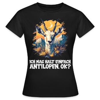 Antilope Antilope ouverte - T-shirt Femme - noir - Devant - AI Model Female 172 dark (172cm)