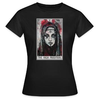Carte de tarot La Grande Prêtresse La Grande Prêtresse - T-shirt Femme - noir - Devant - AI Model Female 172 dark (172cm)