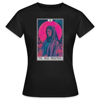 Carte de tarot La Grande Prêtresse La Grande Prêtresse - T-shirt Femme - noir - Devant - AI Model Female 172 dark (172cm)