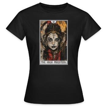 Carte de tarot La Grande Prêtresse La Grande Prêtresse - T-shirt Femme - noir - Devant - AI Model Female 172 dark (172cm)