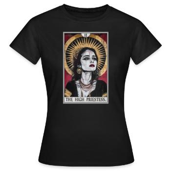 Carte de tarot La Grande Prêtresse La Grande Prêtresse - T-shirt Femme - noir - Devant - AI Model Female 172 dark (172cm)