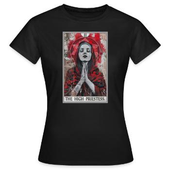Carte de tarot La Grande Prêtresse La Grande Prêtresse - T-shirt Femme - noir - Devant - AI Model Female 172 dark (172cm)