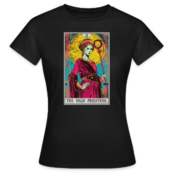 Carte de tarot La Grande Prêtresse La Grande Prêtresse - T-shirt Femme - noir - Devant - AI Model Female 172 dark (172cm)
