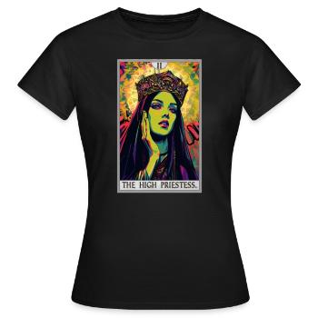 Carte de tarot La Grande Prêtresse La Grande Prêtresse - T-shirt Femme - noir - Devant - AI Model Female 172 dark (172cm)