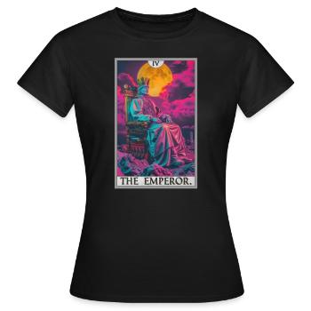 Carte de tarot L’Empereur Le Souverain - T-shirt Femme - noir - Devant - AI Model Female 172 dark (172cm)