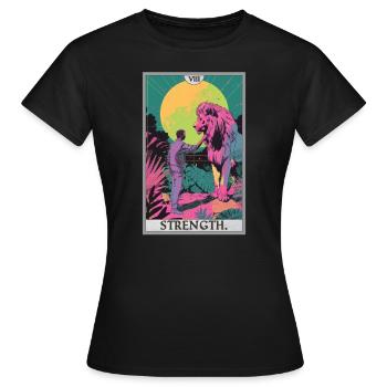 Tarotkarten Tarotkarte Strength Kraft - Frauen T-Shirt - Schwarz - Vorne - AI Model Female 172 dark (172cm)