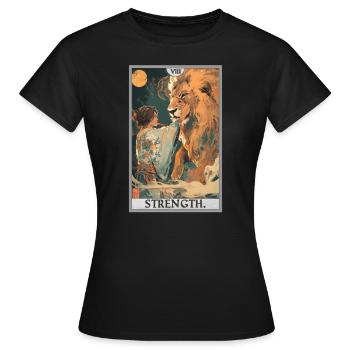 Tarotkarten Tarotkarte Strength Kraft - Frauen T-Shirt - Schwarz - Vorne - AI Model Female 172 dark (172cm)