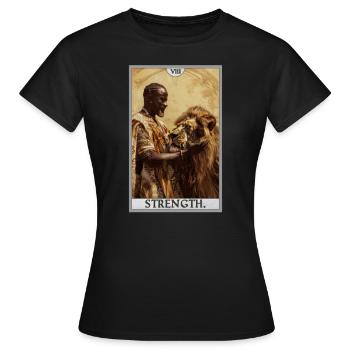 Tarotkarten Tarotkarte Strength Kraft - Frauen T-Shirt - Schwarz - Vorne - AI Model Female 172 dark (172cm)