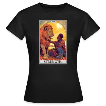 Tarotkarten Tarotkarte Strength Kraft - Frauen T-Shirt - Schwarz - Vorne - AI Model Female 172 dark (172cm)