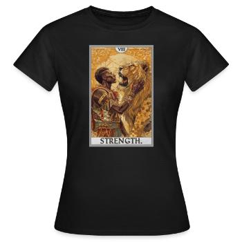 Tarotkarten Tarotkarte Strength Kraft - Frauen T-Shirt - Schwarz - Vorne - AI Model Female 172 dark (172cm)