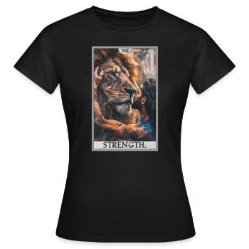 Tarotkarten Tarotkarte Strength Kraft - Frauen T-Shirt - Schwarz - Vorne - AI Model Female 172 dark (172cm)
