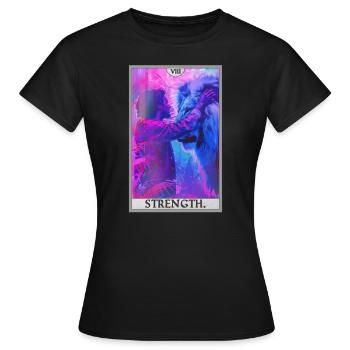 Tarotkarten Tarotkarte Strength Kraft - Frauen T-Shirt - Schwarz - Vorne - AI Model Female 172 dark (172cm)