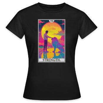 Tarotkarten Tarotkarte Strength Kraft - Frauen T-Shirt - Schwarz - Vorne - AI Model Female 172 dark (172cm)