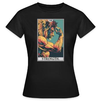 Tarotkarten Tarotkarte Strength Kraft - Frauen T-Shirt - Schwarz - Vorne - AI Model Female 172 dark (172cm)